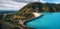 Panoramic view of Enguri hydroelectric power station HES in Georgia