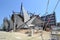 Panoramic view of the entrance of the Kuwait Pavilion at EXPO Milano 2015 designed as Kuwaiti sails.