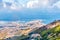 Panoramic view from Erice tuwards Trapani and Egadi Islands, Italy
