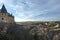 Panoramic view of the exit of Segovia in Spain from the Gothic fortress of that city