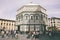 Panoramic view of exterior of Florence Baptistery on on the Piazza del Duomo