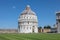 Panoramic view of exterior of Pisa Baptistery of St. John