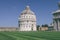 Panoramic view of exterior of Pisa Baptistery of St. John