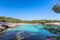 Panoramic view of the famous beach Cala Turqueta.  Menorca, Balearic islands, Spain