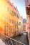 Panoramic view of famous Canal Grande at sunset in Venice, Italy with retro vintage Instagram style filter effect