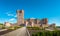 Panoramic view of the famous castle Castillo de la Mota in Medina del Campo, Valladolid, Spain.