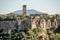 Panoramic view of famous Civita di Bagnoregio with Tiber river valley, Lazio, Italy