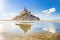 Panoramic view of famous Le Mont Saint-Michel tidal island on a