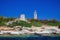 Panoramic view of famous lighthouse at Lefkada, Ionian sea