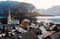 Panoramic view of the famous mountain village Hallstatt, Austria.