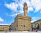 Panoramic view of famous Piazza della Signoria with Palazzo Vecchio in Florence, Tuscany, Italy