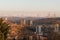 Panoramic view from Fiftieth year park, Ellinci Yil Parki in Turkish. Apartment buildings and snowy Elmadag mountain in