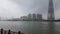 Panoramic view of flooded pier of Zhujiang river