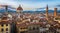 Panoramic view of Florence sunset city skyline with Cathedral and bell tower Duomo. Florence, Italy