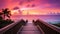 Panoramic view of a footbridge leading to Smathers Beach, bathed in the morning light. Ai Generated
