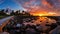 Panoramic view of a footbridge leading to Smathers Beach, bathed in the morning light. Ai Generated