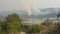 Panoramic view of forest fires in the mountains