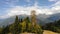 Panoramic view with forest on foreground from Krasnaya Polyana.