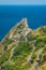 Panoramic view from Forza d`AgrÃ², with the Saracen Castle in the background. Province of Messina, Sicily, southern Italy.