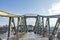 panoramic view of Frankfurt am Main, with pedestrian bridge Eiserner Steg & x22;iron Bridge& x22;  in Germany  with river Main