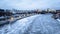 Panoramic view of frozen Moskva River in winter