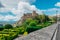 Panoramic view of Gardens and medieval castle from Marvao, Portalegre, Alentejo Region, Portugal