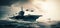 panoramic view of a generic military aircraft carrier ship with fighter jets