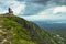 Panoramic view of the glacial cirques known as Snowy Pits.A remoted building on Polish-Czech border in Krkonose,Giant mountains.