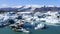 Panoramic view of glacial lake Jokulsarlon, Iceland