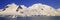 Panoramic view of glaciers and iceberg in Paradise Harbor, Antarctica