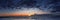 Panoramic view of gorgeous colorful sunset over Black sea. Beautiful and miraculous colors including trendy blue color.