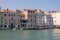 Panoramic view of Grand Canal (Canal Grande) with active traffic boats