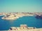 Panoramic view on the Grand Harbor of Malta; faded, retro style