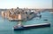 Panoramic View of the Grand Harbour of Valletta, Malta. Medieval forts with bastions, Three City of Birgu, Senglea and Cospicua