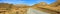 Panoramic view of the grasslands of the Lindis Pass, New Zealand