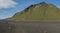 Panoramic view on green Hattafell mountain in Volcanic landscape behind Emstrur camping site on Laugavegur trek in area