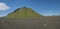 Panoramic view on green Hattafell mountain in Volcanic landscape behind Emstrur camping site on Laugavegur trek in area