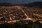 Panoramic view of Grenoble city illuminated at night