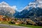 Panoramic view of Grindelwald beautiful village in mountain scenery, Switzerland