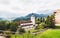 Panoramic view of Gruyeres and church. Switzerland