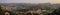 Panoramic view of Hampi`s valleys from Hanuman Temple, Anjanadri Hill, Hampi, Karnataka, India