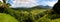 Panoramic view of Hanalei valley with taro fields and mountains, Kauai