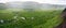 Panoramic view of Haukadalur Vally from Laudarfjall hill in Southwestern Iceland