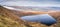 Panoramic view on heart shaped lake, Lough Ouler and Tonelagee mountain