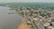 Panoramic view the height roofs small town houses of Keyport Town near ocean coast line in New Jersey US