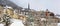 Panoramic view of the high Alpine resort town St. Moritz in winter. Canton of Graubuenden, Switzerland