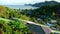 Panoramic view from high angle viewpoint on Phi Phi Island.