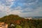 Panoramic view of High Castle hill with yellowed autumn trees and TV tower against picturesque sky, Lviv, Ukraine