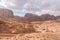 Panoramic view of hills in Petra, Jordan.