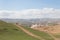 Panoramic  view of the hills of Samaria with villages in the distance in Israel